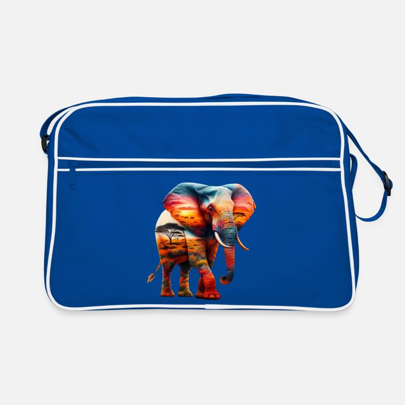 Elefant - Retro Tasche - Blau/Weiß
