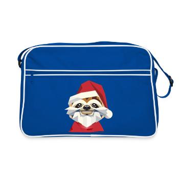 Fröhliches Weihnachtsfaultier im modernen Design - Retro Tasche - Blau/Weiß - Vorne