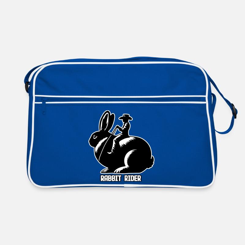 Rabbit Rider (Text hell - mit Kontur, 3-farbig) Retro Tasche
