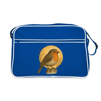 Rouges-gorges - Oiseaux de jardin - Sac Retro - bleu/blanc - Devant