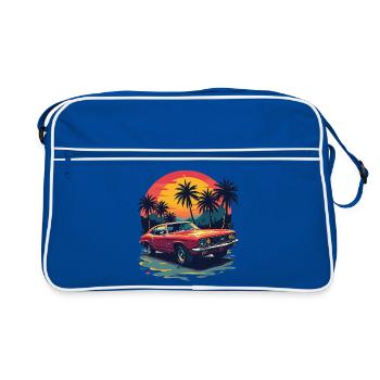 Vintage Muscle Car Sunset Scene - Retro Bag - blue/white - Front