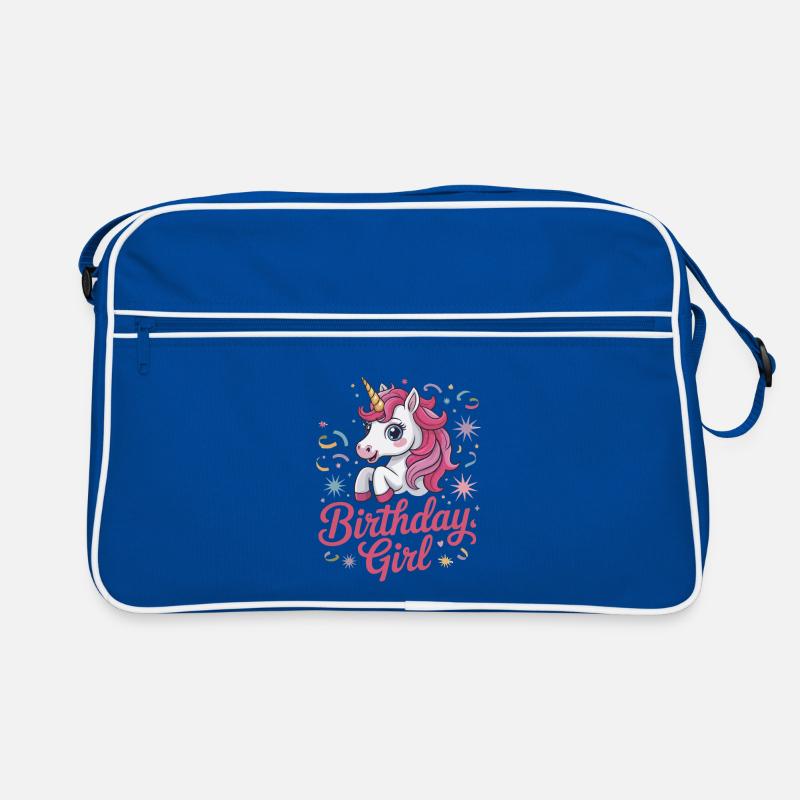 Fille d’anniversaire - Conception d’anniversaire de licorne mignonne Sac Retro