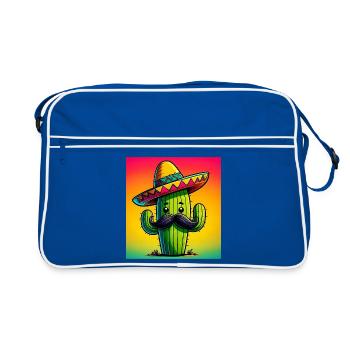 Kaktus - Retro Tasche - Blau/Weiß - Vorne