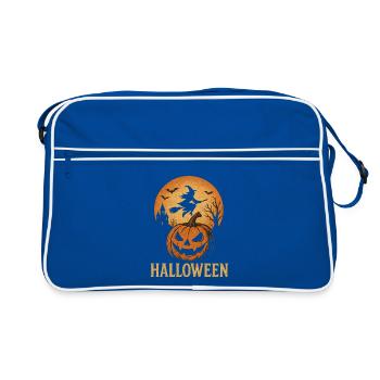 Halloween Pumpkin Silhouette Moon - Retro Bag - blue/white - Front