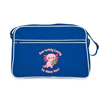 Cute Axolotl Clover Axo-lutely Lucky To Have You - Retro Bag - blue/white - Front