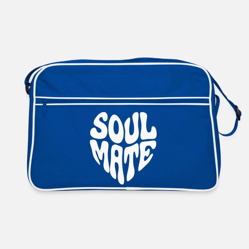 Soul Mate Retro Heart – Anpassbare Farbe - Retro Tasche - Blau/Weiß