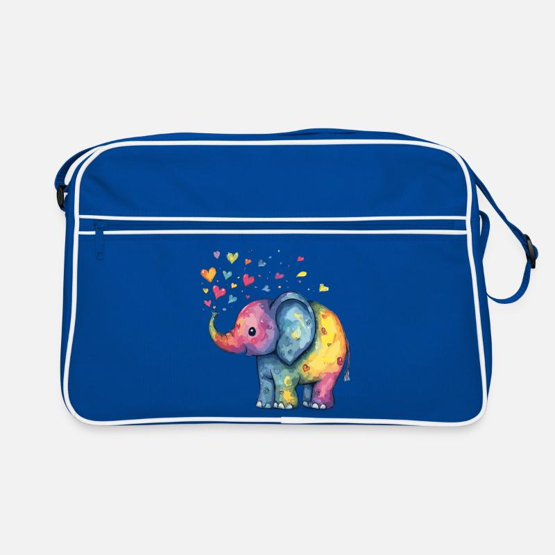 Regenbogen Elefant mit Herzfunken Retro Tasche