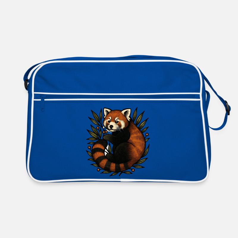 Roter Panda im Blattwerk Retro Tasche