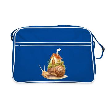 Snail with small house fantasy illustration - Retro Bag - blue/white - Front