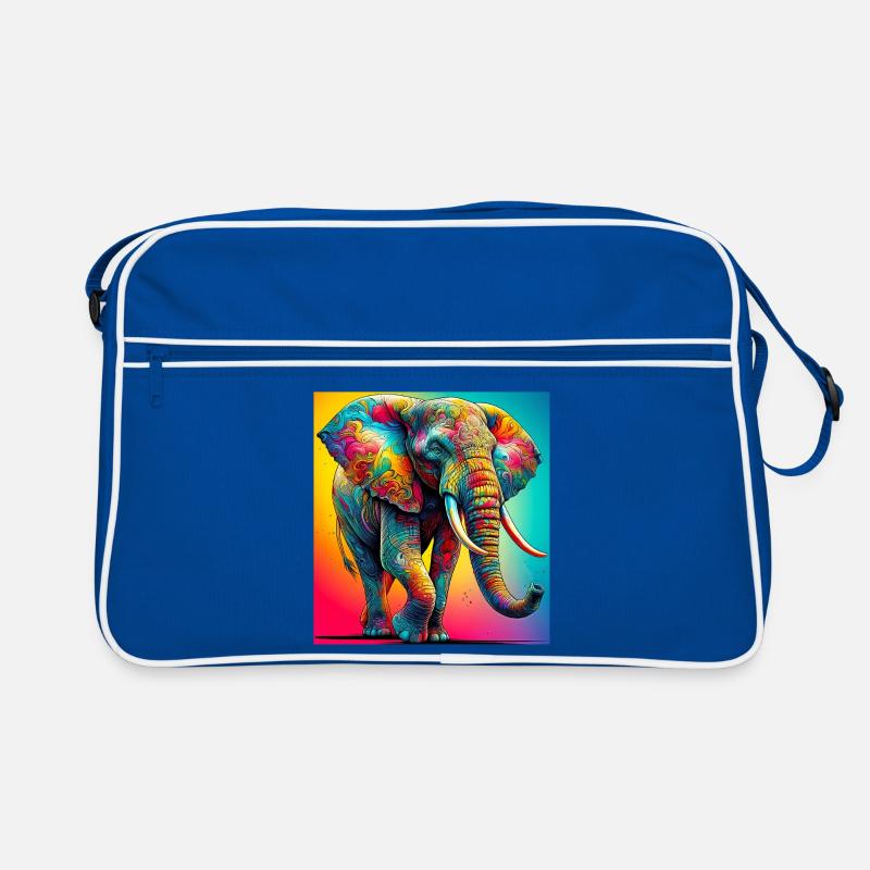 Elefant - Retro Tasche - Blau/Weiß