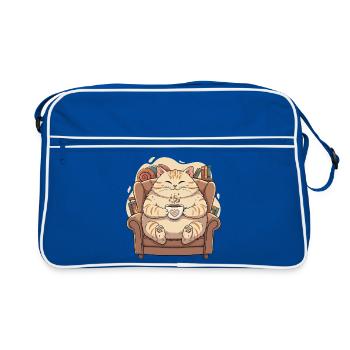 Cuddly kitten with heart coffee - Retro Bag - blue/white - Front
