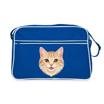Chat roux de dessin animé mignon et joyeux - Sac Retro - bleu/blanc - Devant