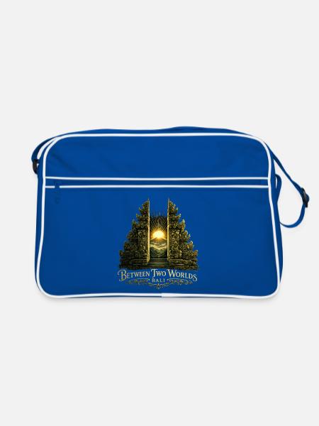 Between Two Worlds – Mystical Bali Temple Gate - Retro Bag - blue/white - Front