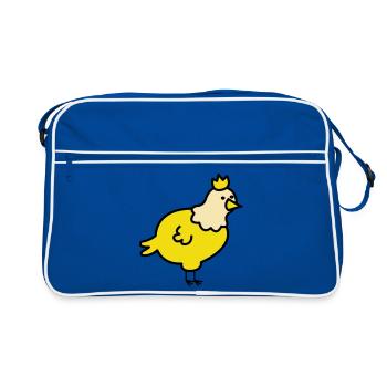 Königliches Küken Cartoon - Retro Tasche - Blau/Weiß - Vorne