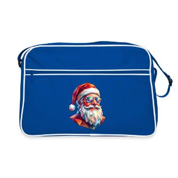 Poly Art Weihnachtsmann - Retro Tasche - Blau/Weiß - Vorne