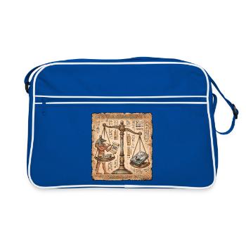 Data Scientist wiegt die Festplatte - Retro Tasche - Blau/Weiß - Vorne