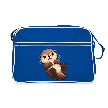 Seeotter Kawaii Style – Süßer Otter - Retro Tasche - Blau/Weiß - Vorne