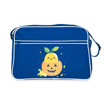 Zitrone im Halloween-Kürbis - Retro Tasche - Blau/Weiß - Vorne