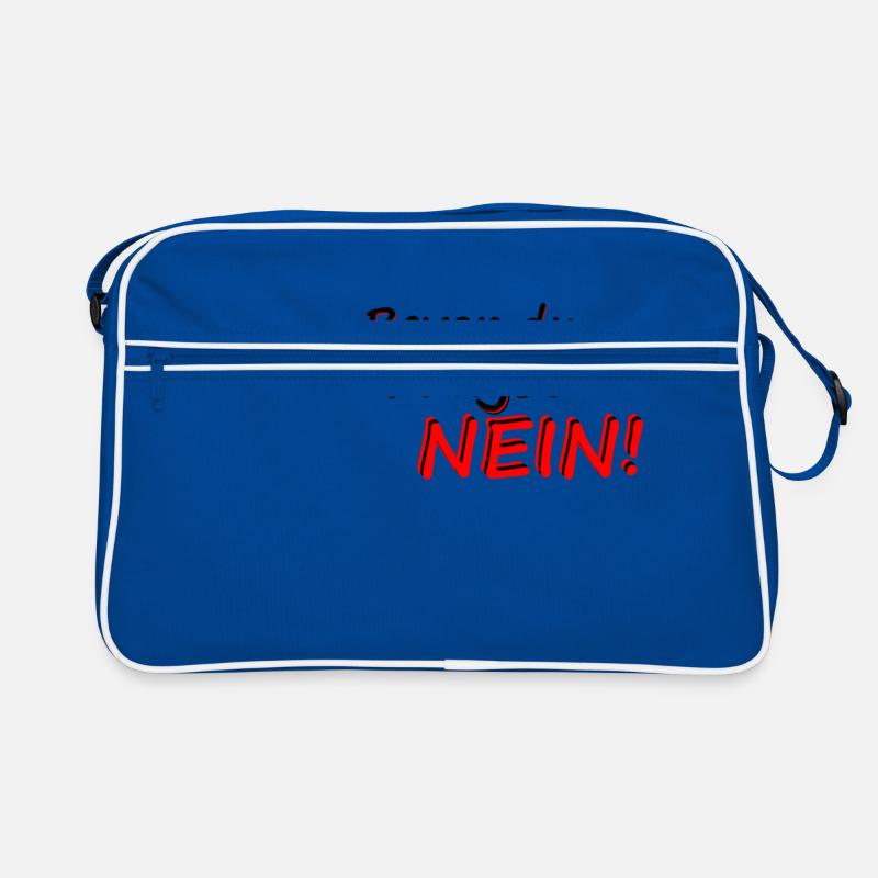 Bevor du fragst Nein slogan - Retro Tasche - Blau/Weiß