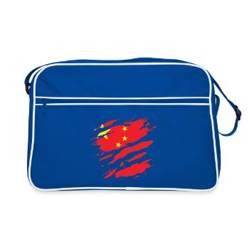 China - National flag, scratches, cracks - Retro Bag - blue/white - Front