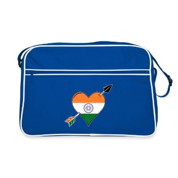 India flag heart in love - Retro Bag - blue/white - Front