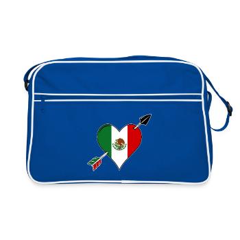 Mexico Flag Heart Love - Retro Bag - blue/white - Front