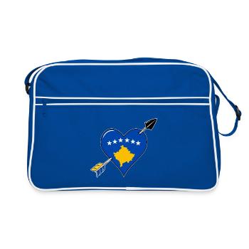 Drapeau du Kosovo Amour du cœur - Sac Retro - bleu/blanc - Devant