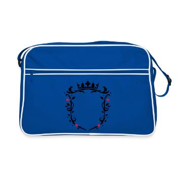 floral emblem with a crown - Retro Bag - blue/white - Front