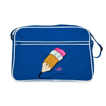 Buntstift Doodle Stil - Retro Tasche - Blau/Weiß - Vorne