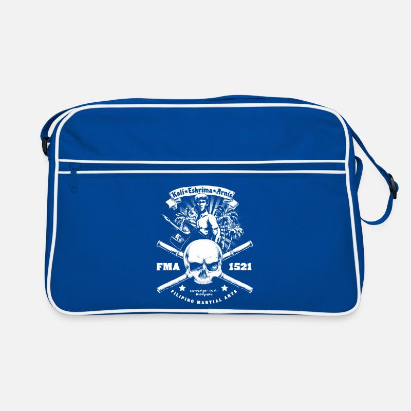Eskrima Kali Arnis Conception du crâne - Sac Retro - bleu/blanc