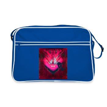 Neon Heart in Dark Red - Retro Bag - blue/white - Front