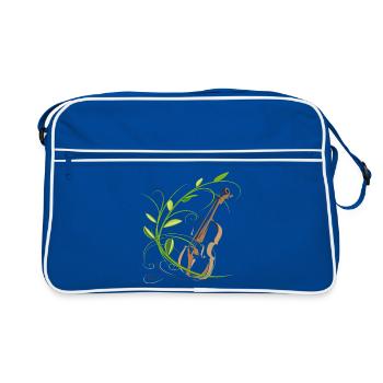 Violon avec vrille de fleurs, musicien - Sac Retro - bleu/blanc - Devant
