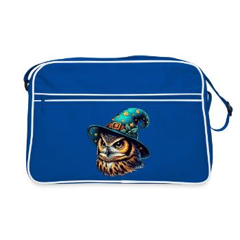 Wizard Owl - Retro Bag - blue/white - Front