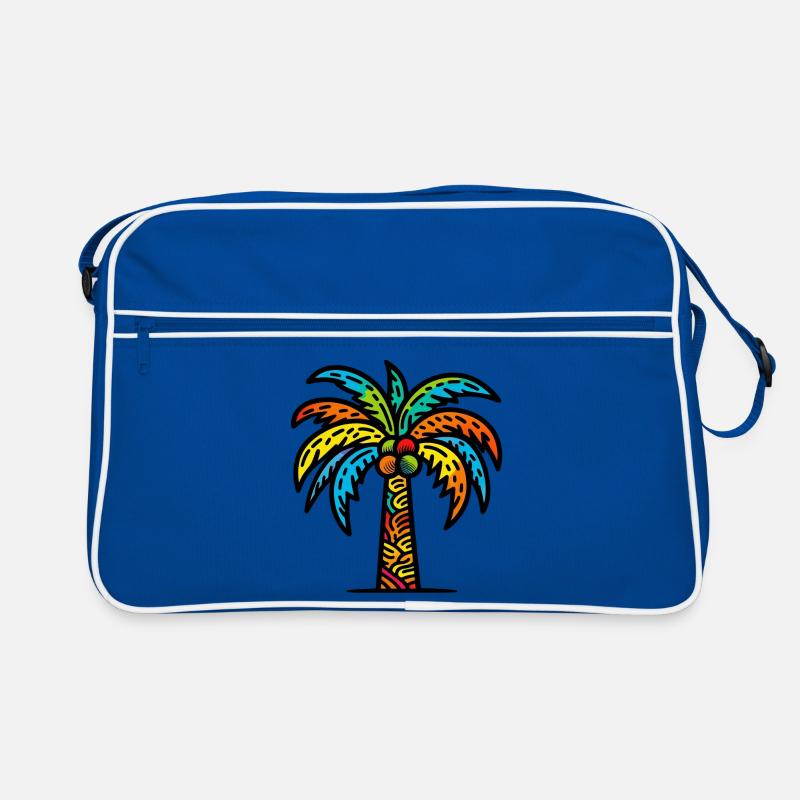 Palme - Retro Tasche - Blau/Weiß