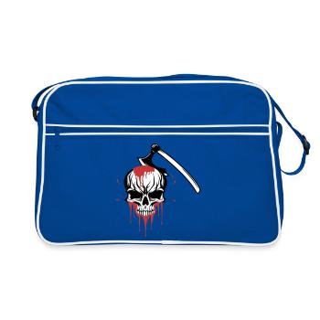 Bloody skull split by an axe - Retro Bag - blue/white - Front