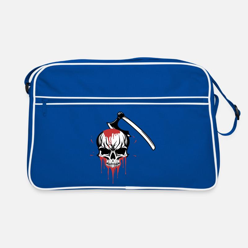 Bloody skull split by an axe - Retro Bag - blue/white