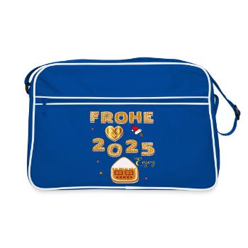 Frohe Weihnachten  - Retro Tasche - Blau/Weiß - Vorne