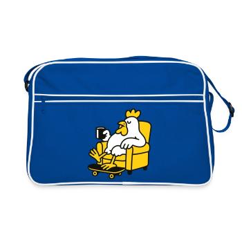 Guten Morgen Hahn - Retro Tasche - Blau/Weiß - Vorne