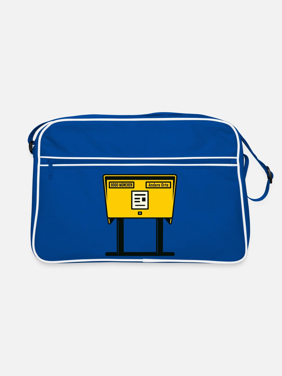Munich Yellow Mailbox - Retro Bag - blue/white - Front