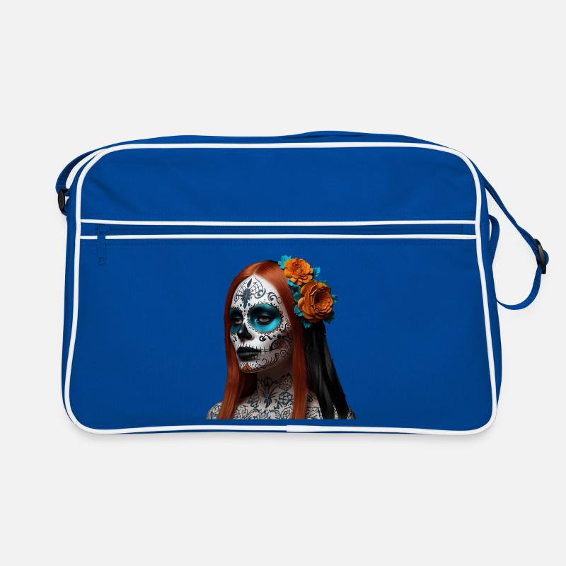 Sugar Skull Blumen Dia de Muertos Retro Tasche