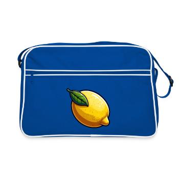 Zitrone PopArt Gelb Karikatur - Retro Tasche - Blau/Weiß - Vorne