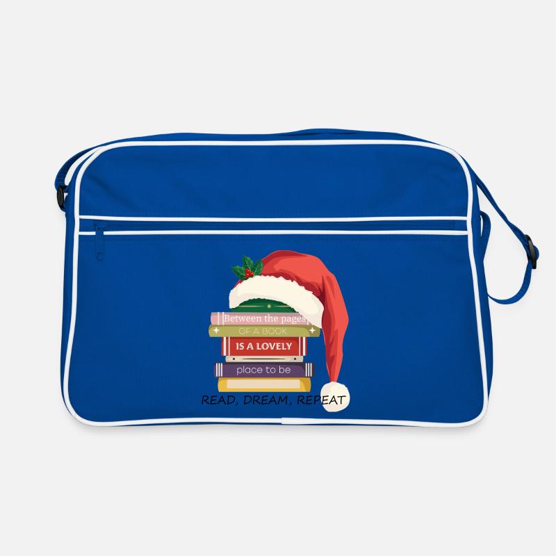 Book Stack with Christmas hat Retro Bag