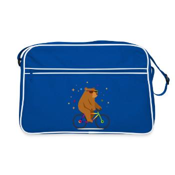 Cool Bear on Bike – Humor & Outdoor Style - Retro Bag - blue/white - Front