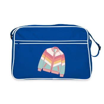 Pastellfarbene Retro-Jacke - Retro Tasche - Blau/Weiß - Vorne