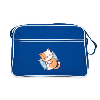 Cozy Kitten Resting - Retro Bag - blue/white - Front