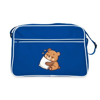 Soft cuddly bear on pillow - Retro Bag - blue/white - Front