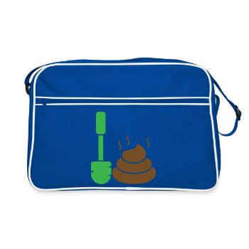 Green marker meets poop emoticon - Retro Bag - blue/white - Front
