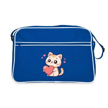 Cat Cuddle Heart Plush - Retro Bag - blue/white - Front