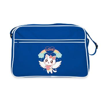 Chat ailé Arc en Ciel Amour - Sac Retro - bleu/blanc - Devant