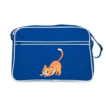 Orange kitten stretching - Retro Bag - blue/white - Front
